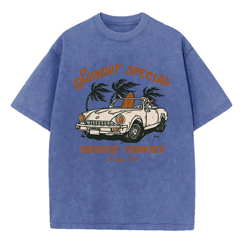 Sunday Special Paradise Frowned Always Fun Unisex Washed T-Shirt