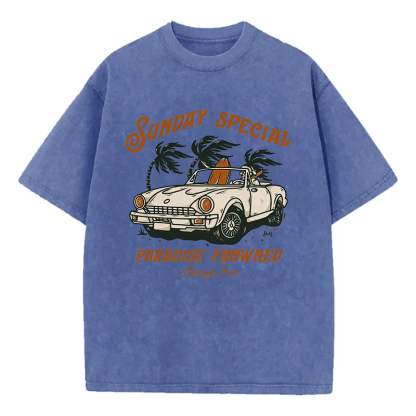 Sunday Special Paradise Frowned Always Fun Unisex Washed T-Shirt