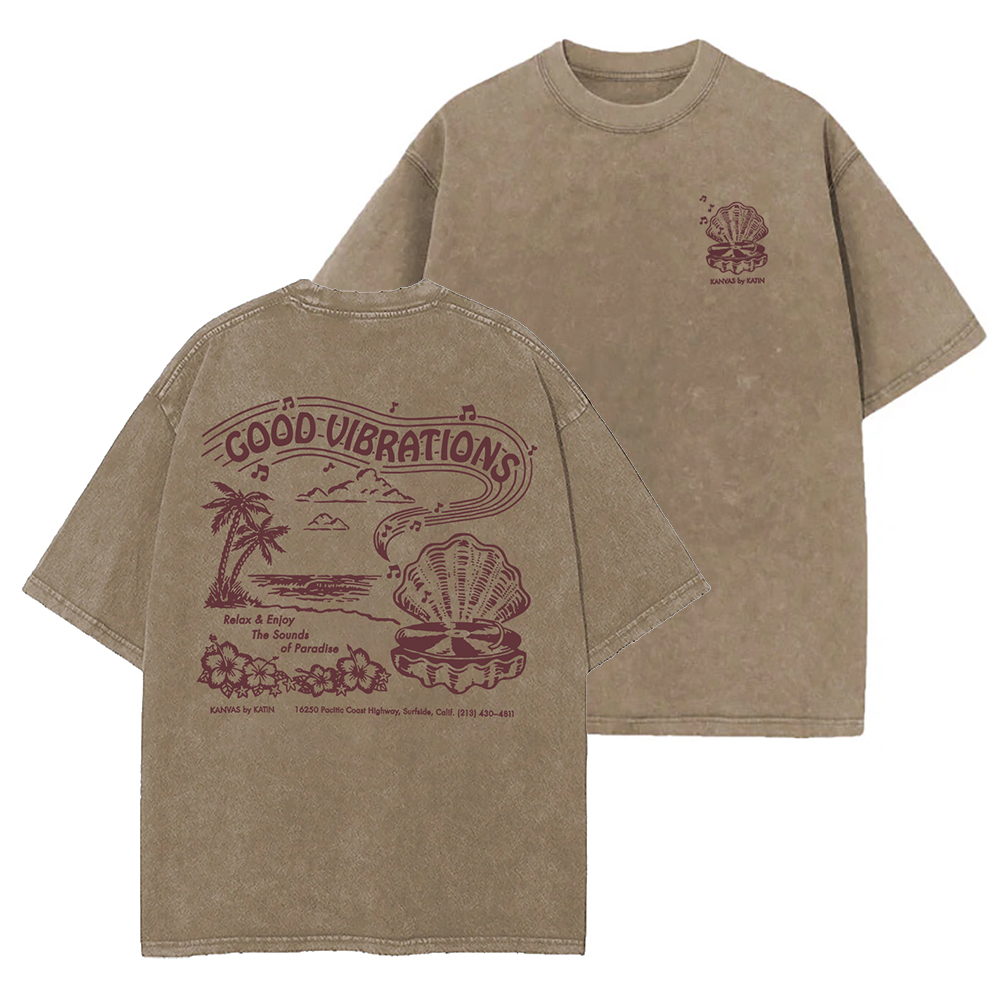 Washed T-Shirt | Good Vibrations Unisex Fit Washed TEE (Double-Sided)