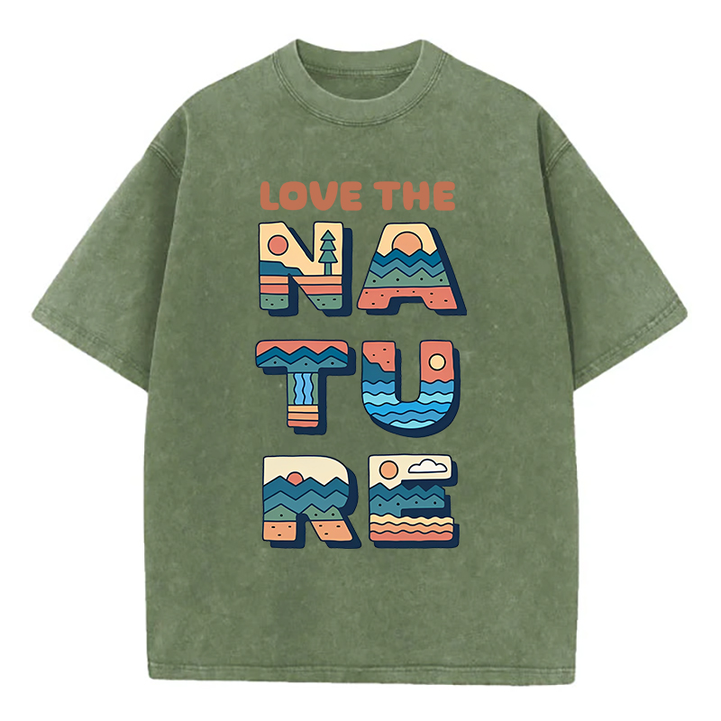 Washed T-Shirt | Love The Nature Unisex Fit Washed TEE