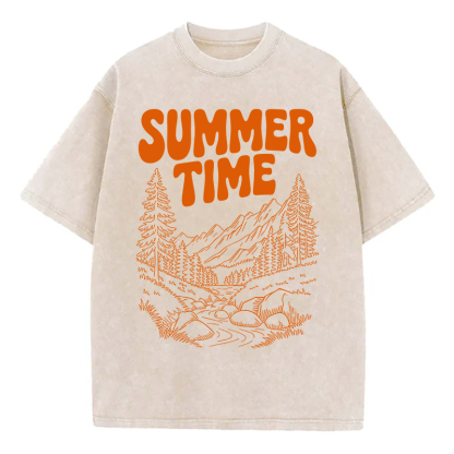 Washed T-Shirt | Summer Time Unisex Fit Washed TEE