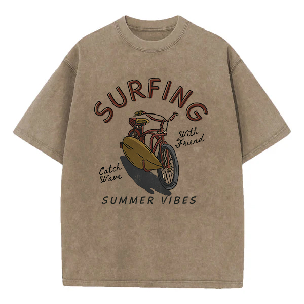 Washed T-Shirt |Surfing Summer Vibes Unisex Fit Washed TEE