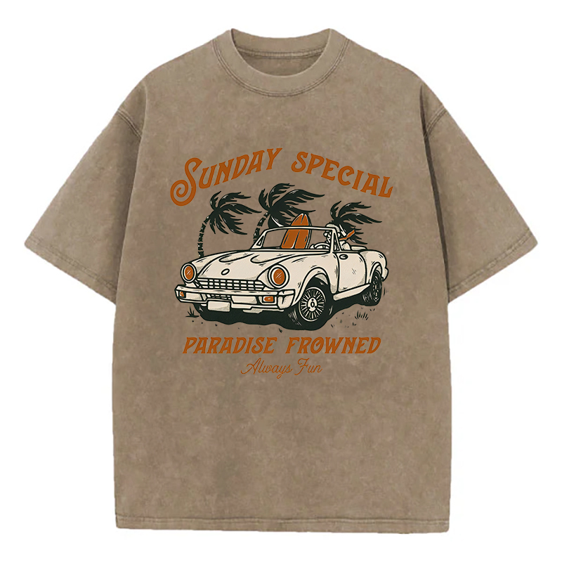 Sunday Special Paradise Frowned Always Fun Unisex Washed T-Shirt