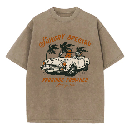 Sunday Special Paradise Frowned Always Fun Unisex Washed T-Shirt