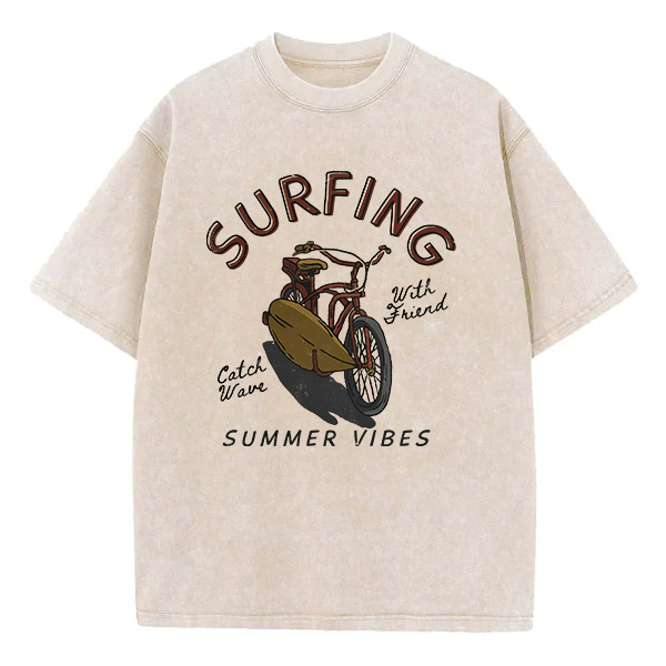 Washed T-Shirt |Surfing Summer Vibes Unisex Fit Washed TEE