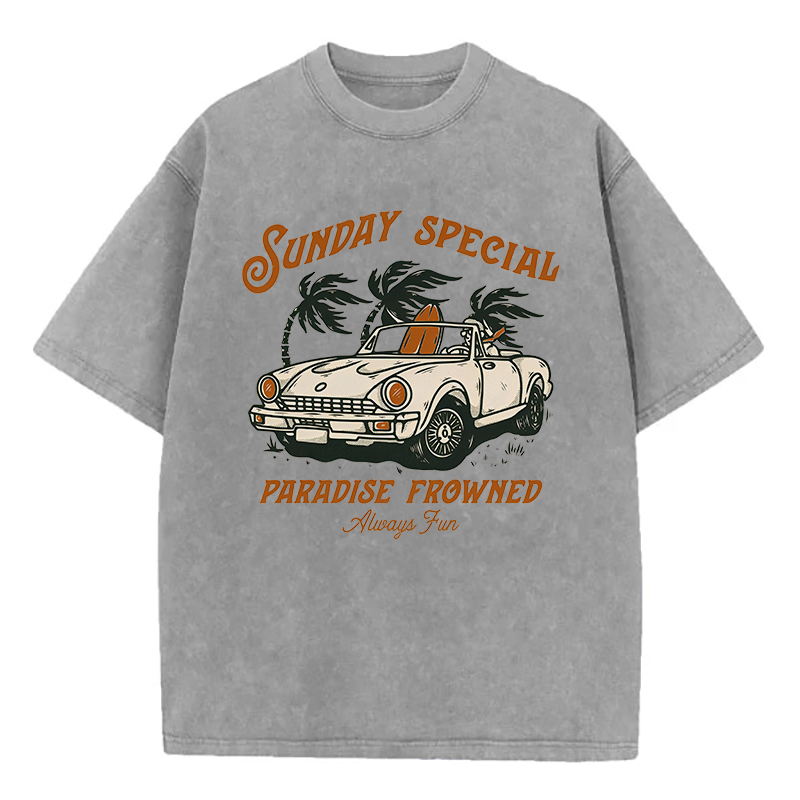 Sunday Special Paradise Frowned Always Fun Unisex Washed T-Shirt