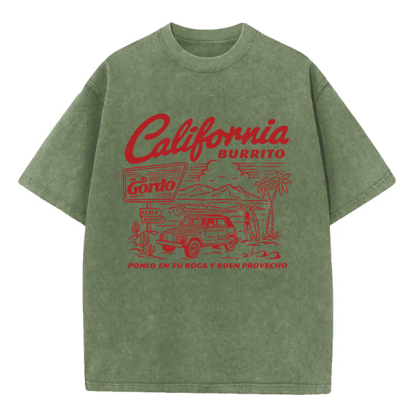 Washed T-Shirt | California Burrito Unisex Fit Washed TEE