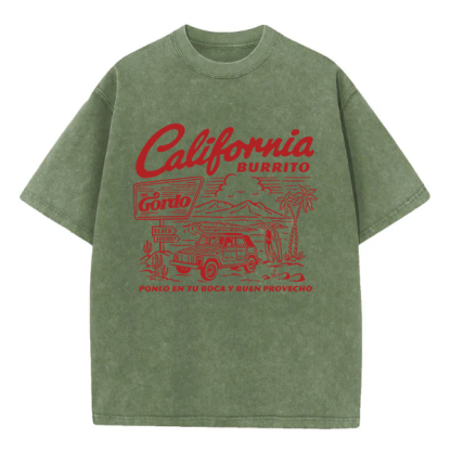 Washed T-Shirt | California Burrito Unisex Fit Washed TEE