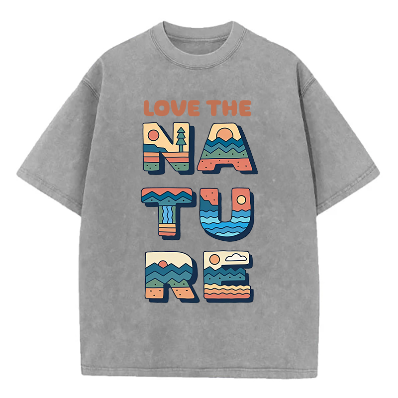 Washed T-Shirt | Love The Nature Unisex Fit Washed TEE