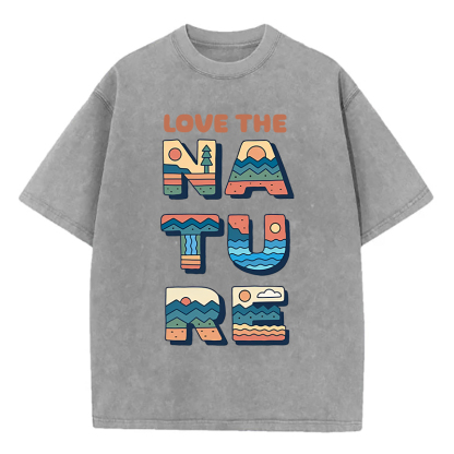 Washed T-Shirt | Love The Nature Unisex Fit Washed TEE