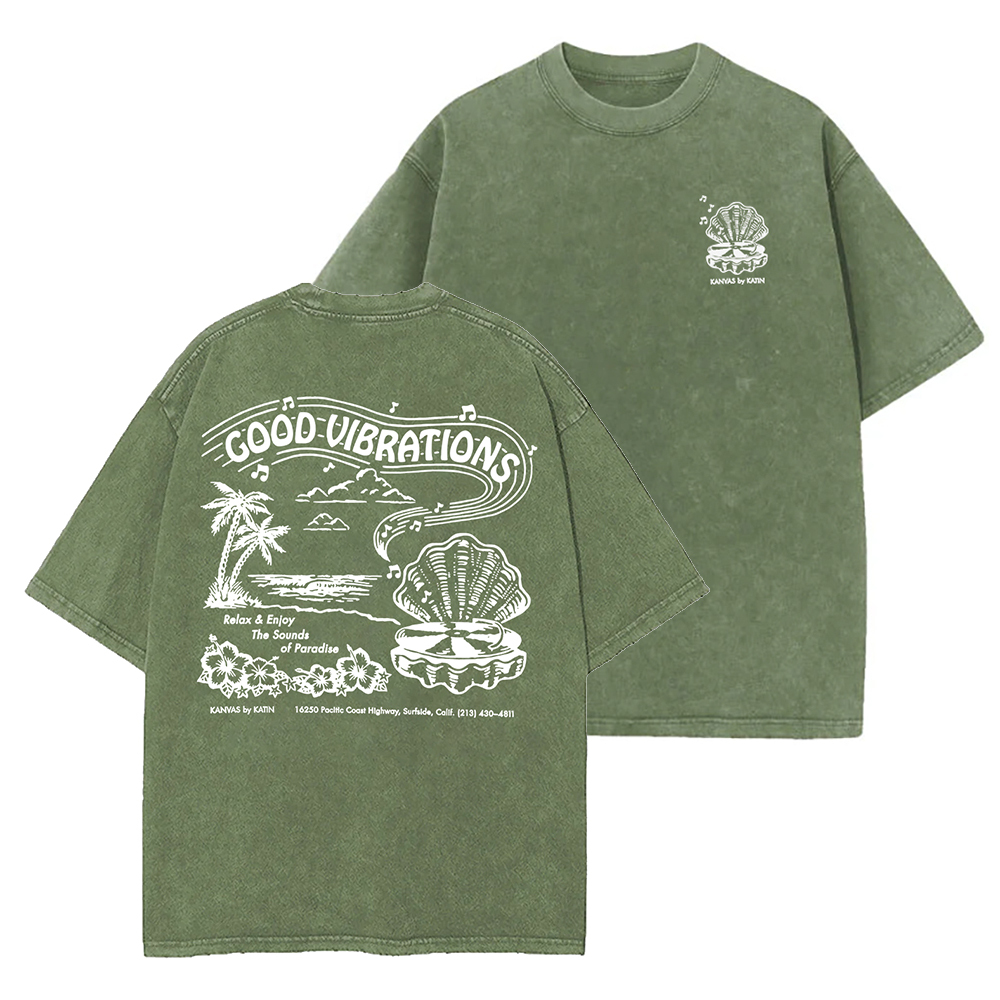 Washed T-Shirt | Good Vibrations Unisex Fit Washed TEE (Double-Sided)