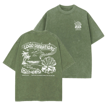 Washed T-Shirt | Good Vibrations Unisex Fit Washed TEE (Double-Sided)