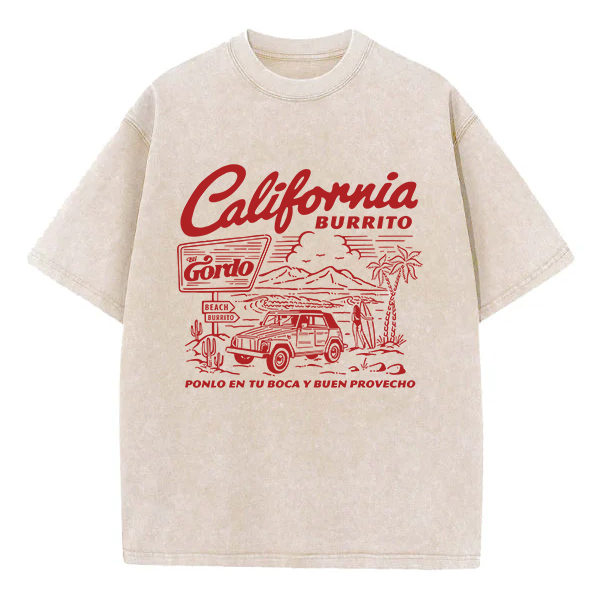 Washed T-Shirt | California Burrito Unisex Fit Washed TEE