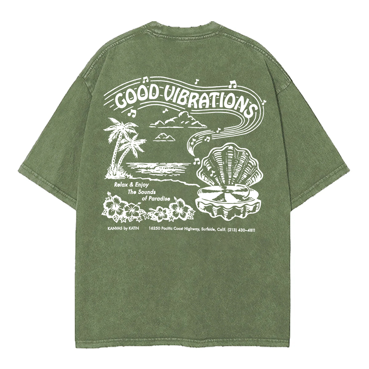 Washed T-Shirt | Good Vibrations Unisex Fit Washed TEE (Double-Sided)