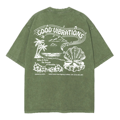 Washed T-Shirt | Good Vibrations Unisex Fit Washed TEE (Double-Sided)