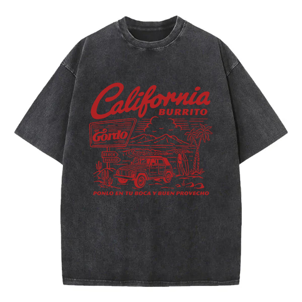 Washed T-Shirt | California Burrito Unisex Fit Washed TEE