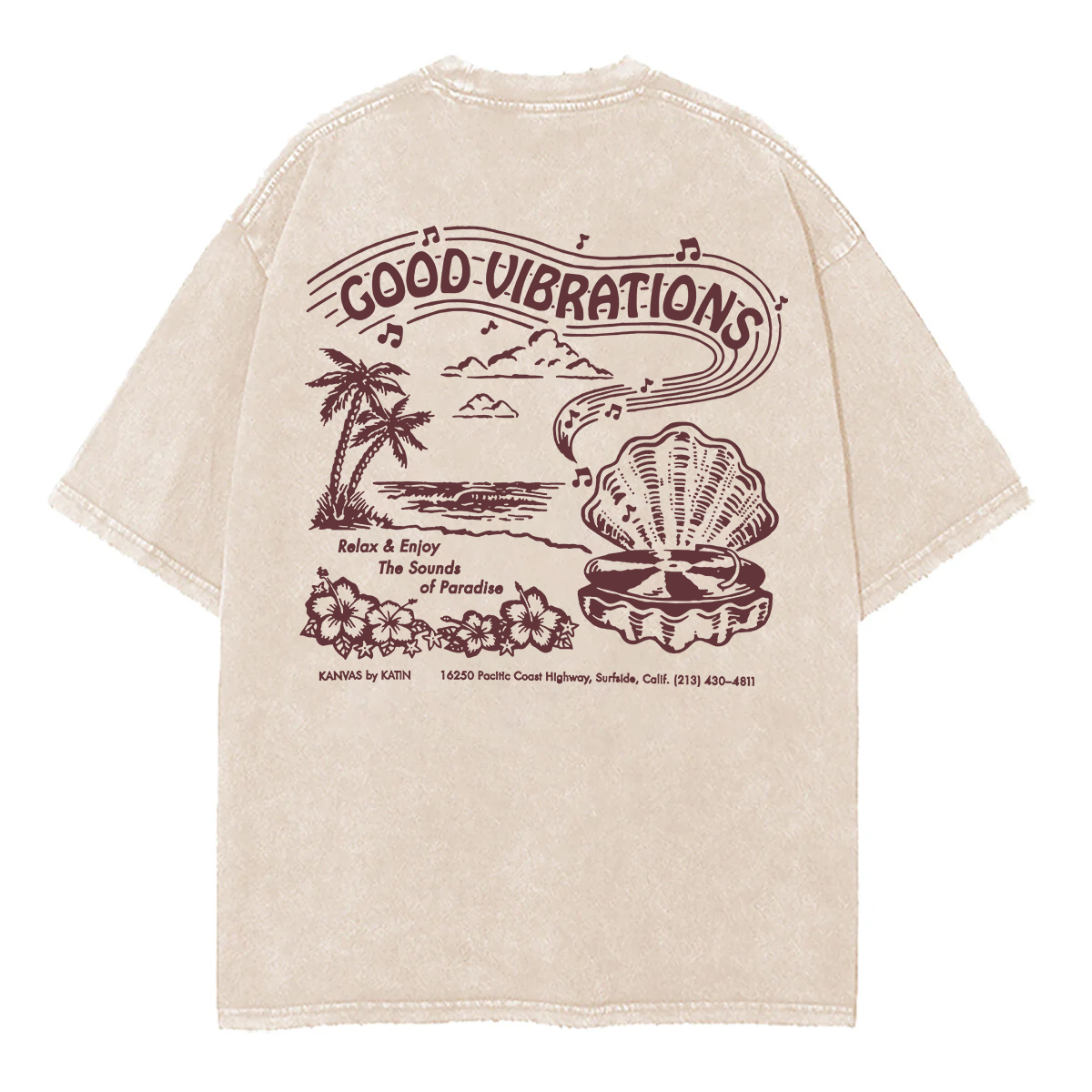 Washed T-Shirt | Good Vibrations Unisex Fit Washed TEE (Double-Sided)