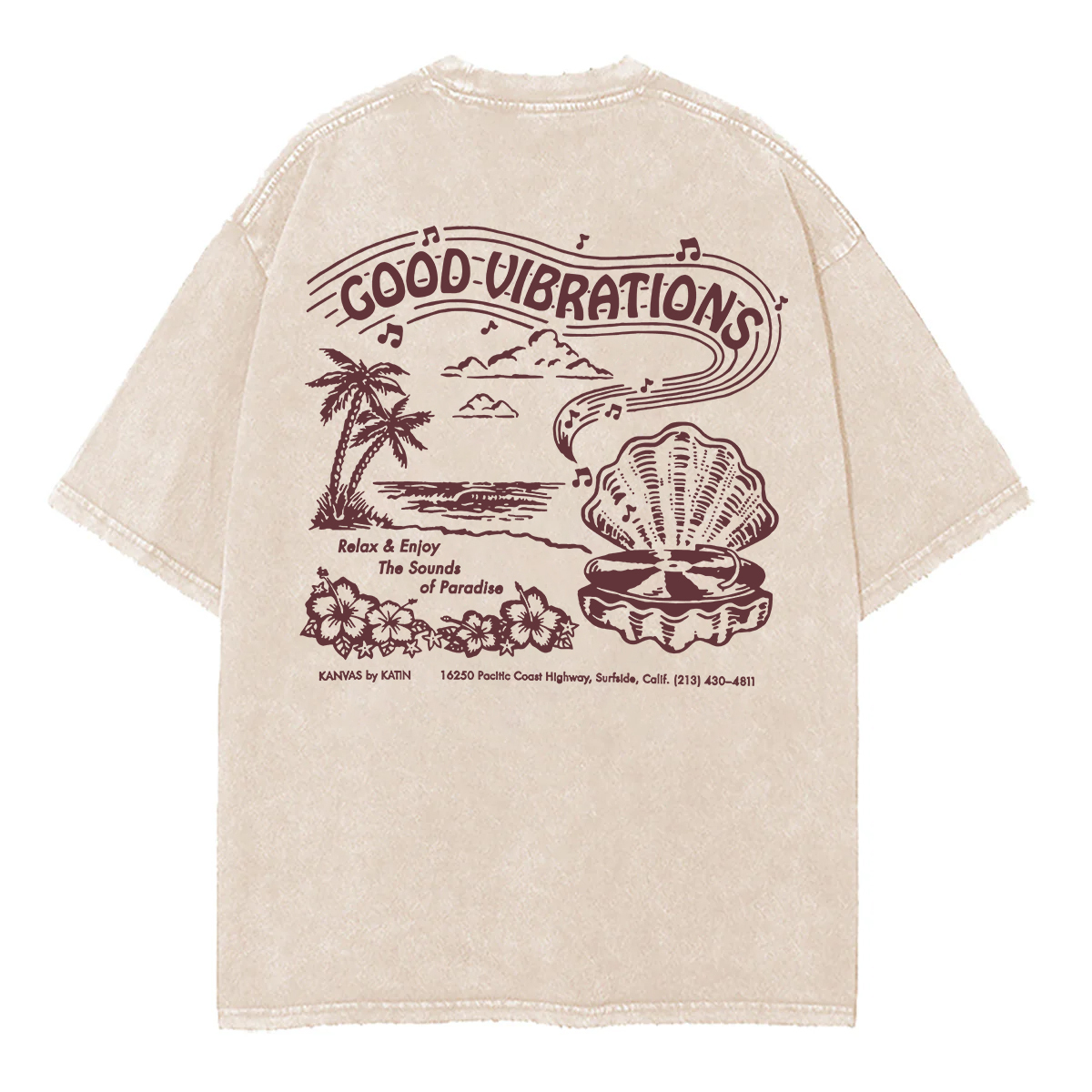 Washed T-Shirt | Good Vibrations Unisex Fit Washed TEE (Double-Sided)