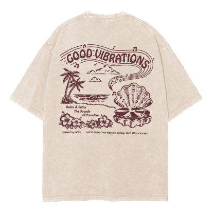 Washed T-Shirt | Good Vibrations Unisex Fit Washed TEE (Double-Sided)