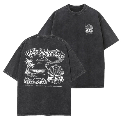Washed T-Shirt | Good Vibrations Unisex Fit Washed TEE (Double-Sided)