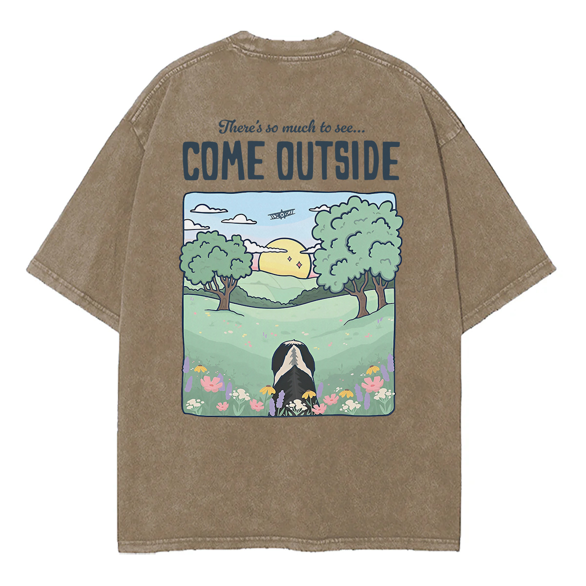 Washed T-Shirt | Come Outside Unisex Fit Washed TEE (Back Side)