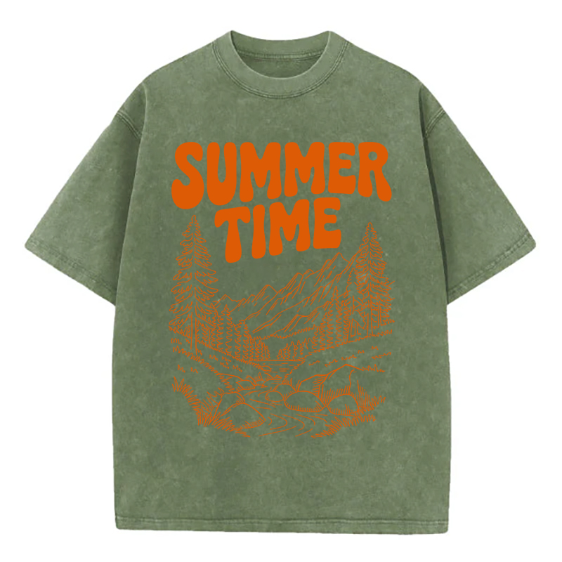 Washed T-Shirt | Summer Time Unisex Fit Washed TEE