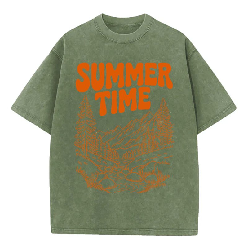 Washed T-Shirt | Summer Time Unisex Fit Washed TEE