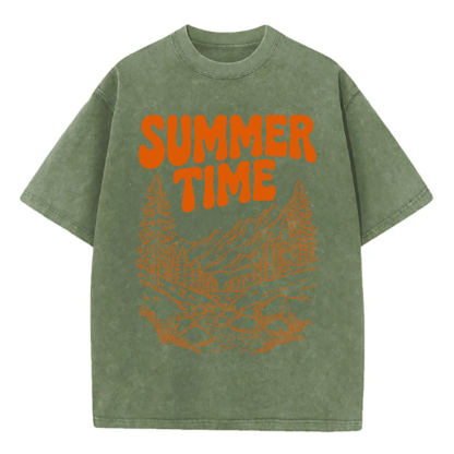 Washed T-Shirt | Summer Time Unisex Fit Washed TEE