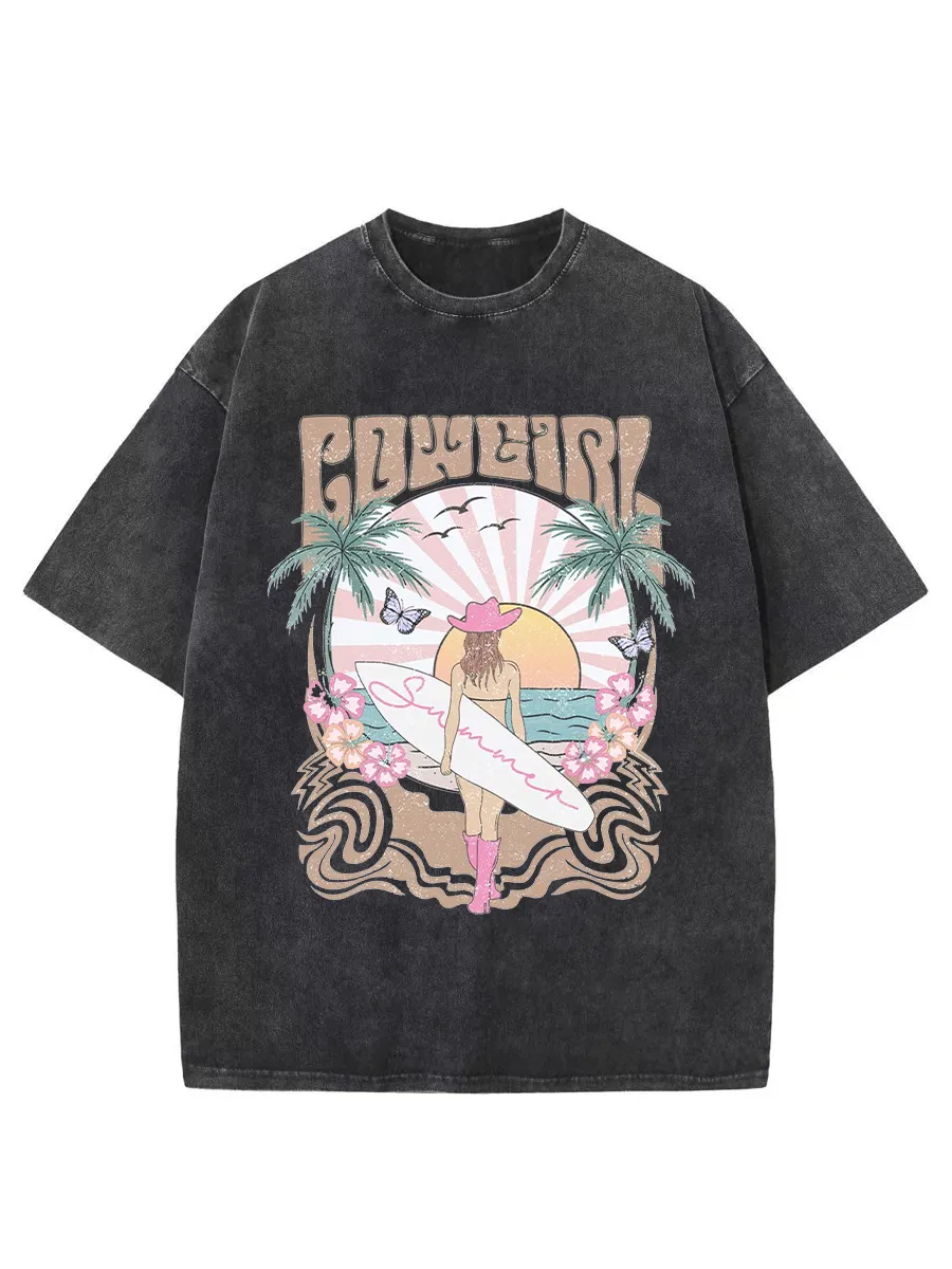 Washed T-Shirt | Surfer Beach Unisex Fit Washed TEE
