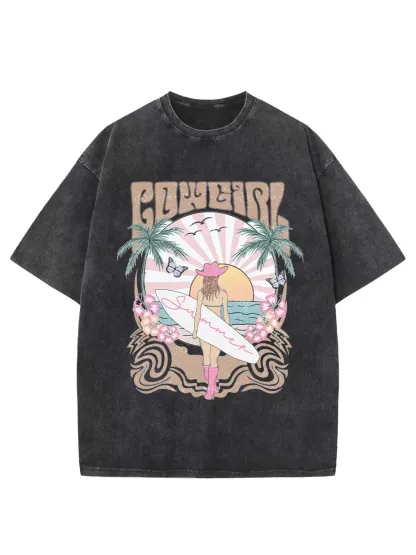 Washed T-Shirt | Surfer Beach Unisex Fit Washed TEE