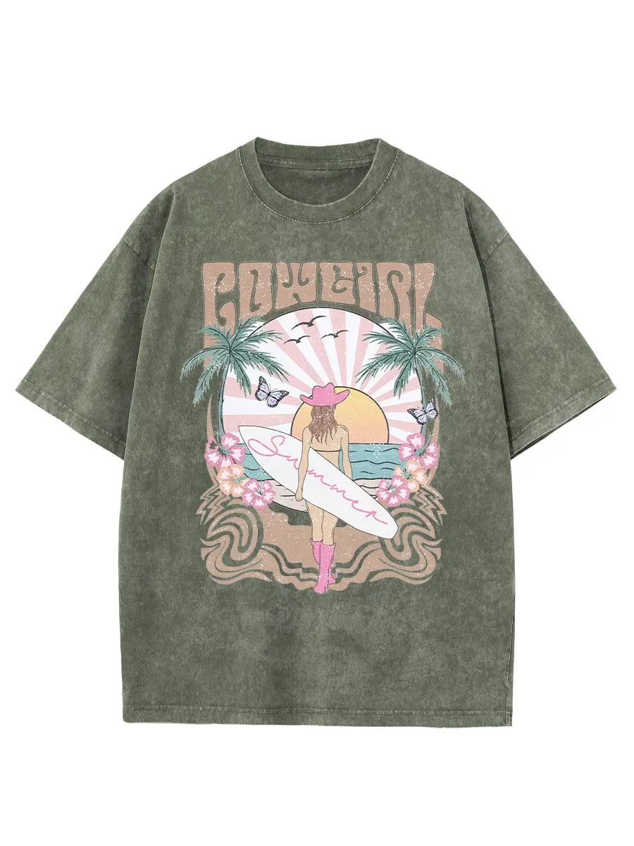 Washed T-Shirt | Surfer Beach Unisex Fit Washed TEE