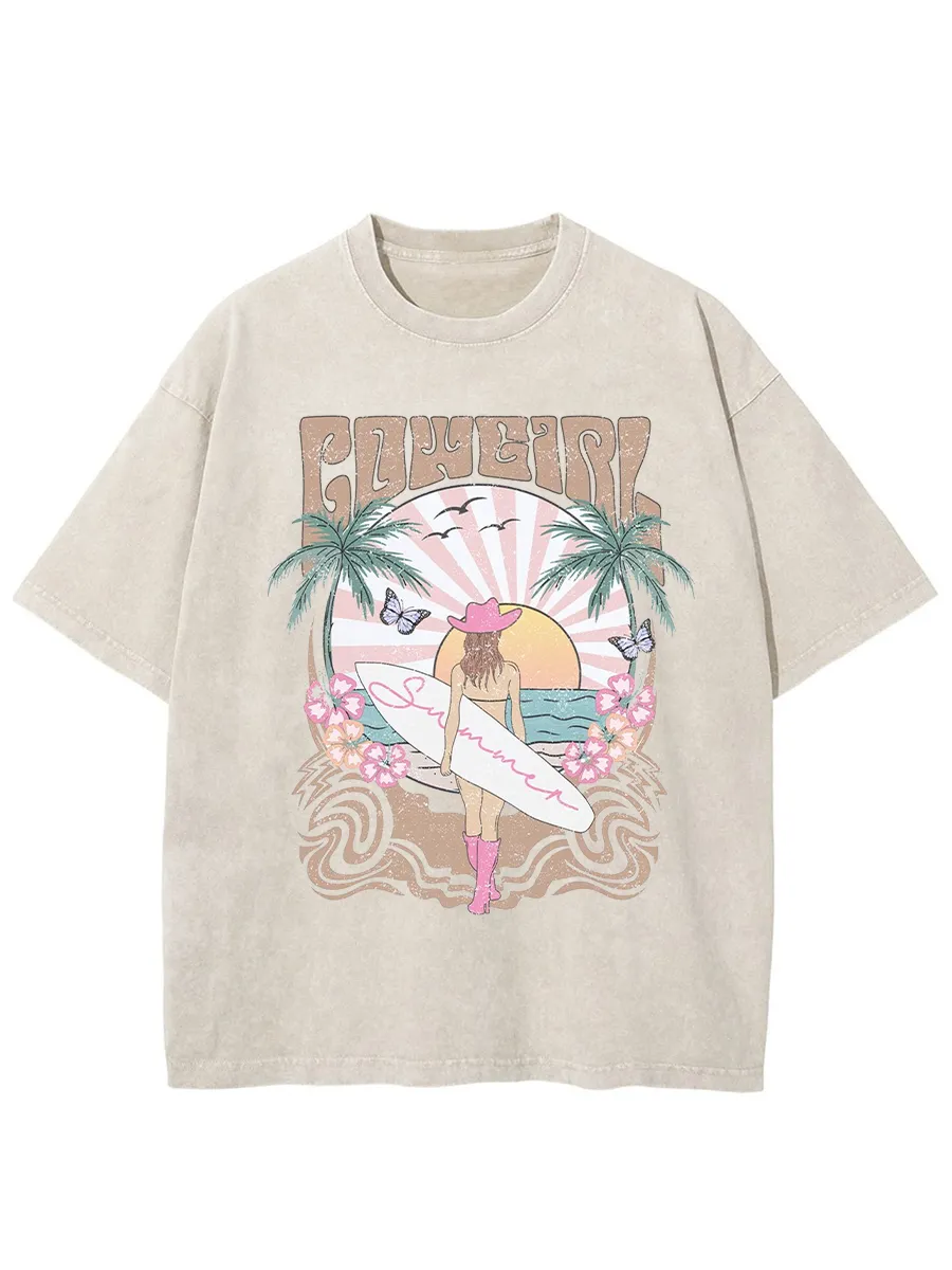 Washed T-Shirt | Surfer Beach Unisex Fit Washed TEE