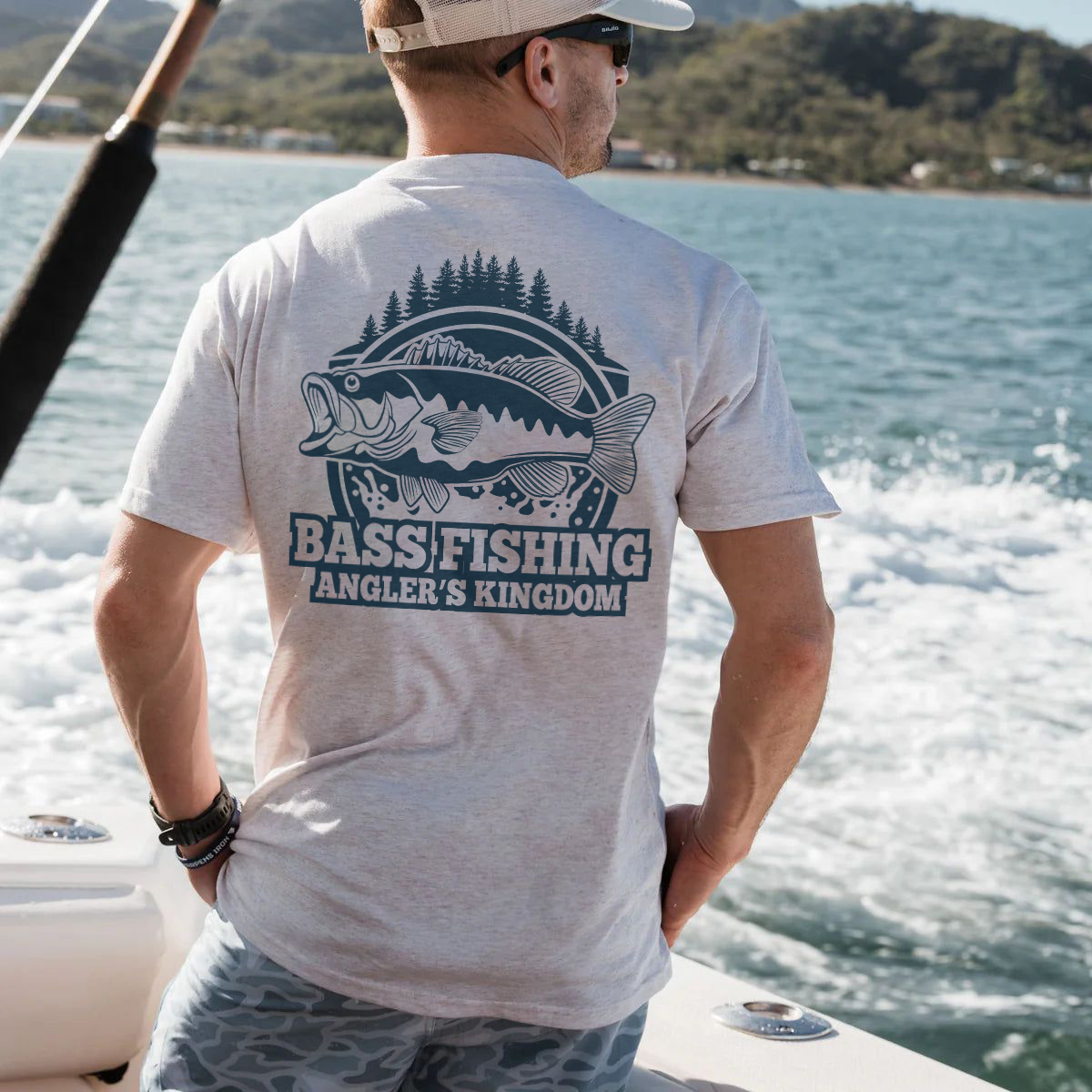Bass Fishing Angler's Kingdom Printed Men's T-shirt