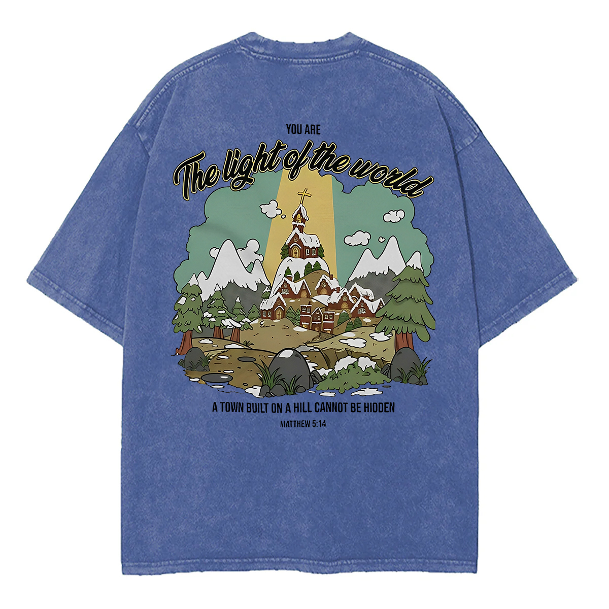 Washed T-Shirt | You Are The Light Of The World Unisex Fit Washed TEE (Back Side)