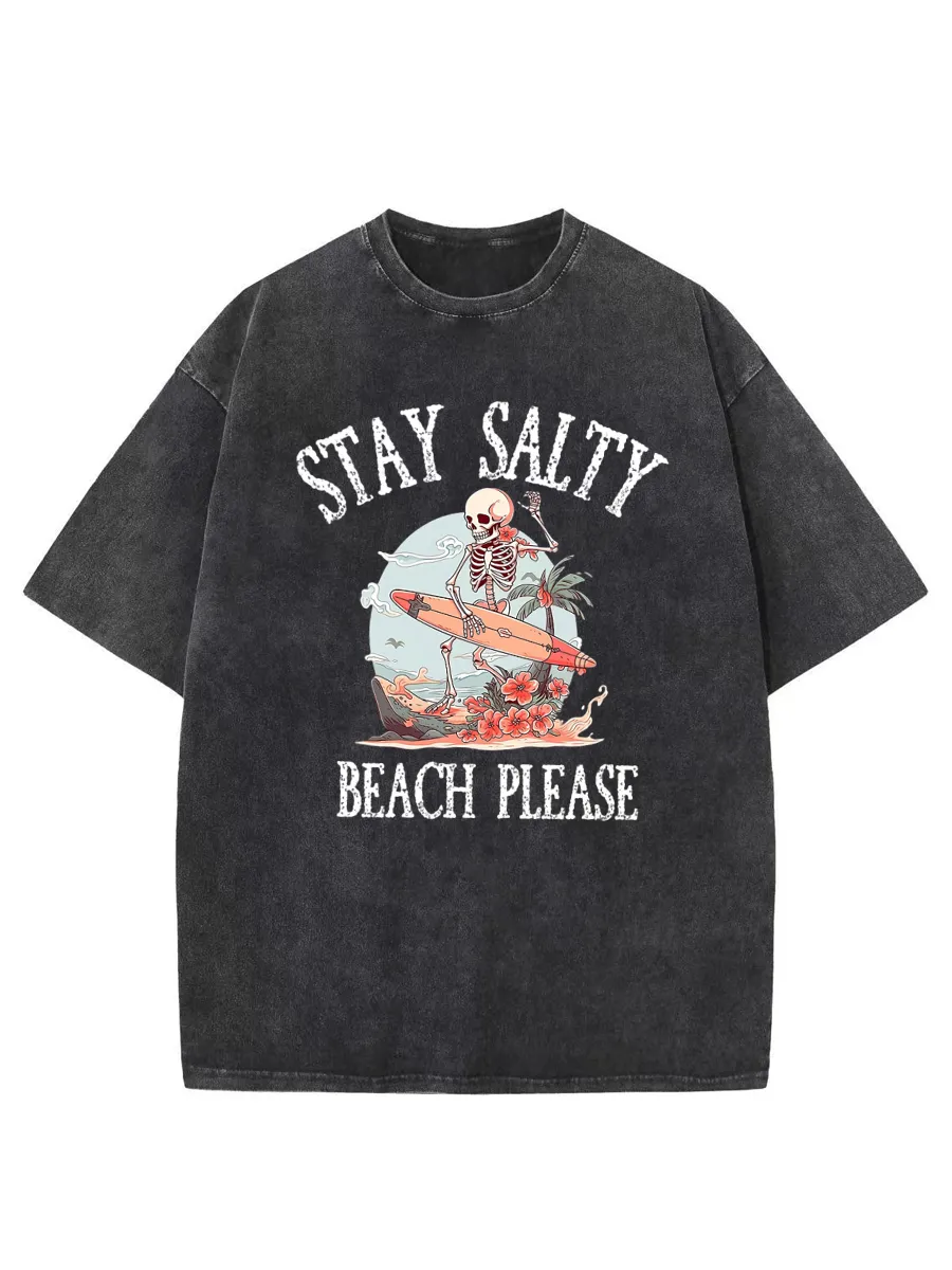 Washed T-Shirt | Summer Beach Grunge Stay Salty Unisex Fit Washed TEE