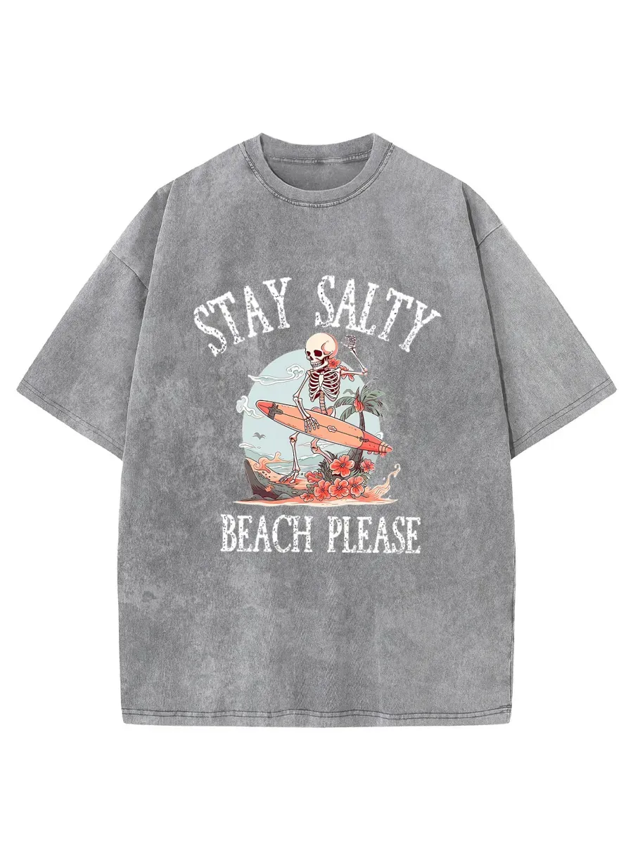 Washed T-Shirt | Summer Beach Grunge Stay Salty Unisex Fit Washed TEE