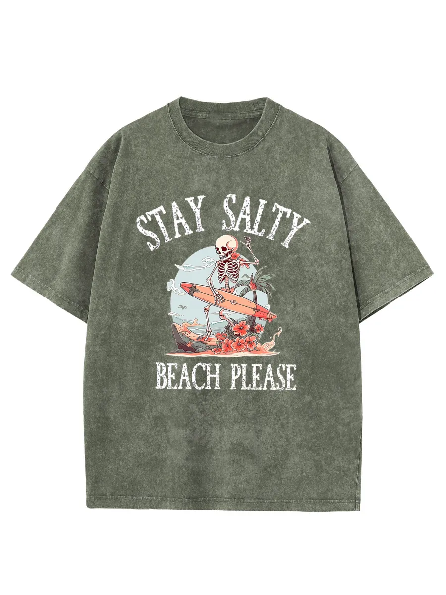 Washed T-Shirt | Summer Beach Grunge Stay Salty Unisex Fit Washed TEE