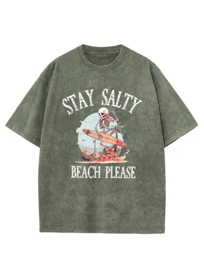 Washed T-Shirt | Summer Beach Grunge Stay Salty Unisex Fit Washed TEE