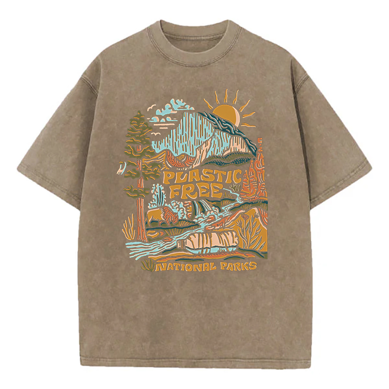 Washed T-Shirt | Plastic Free National Parks Unisex Fit Washed TEE