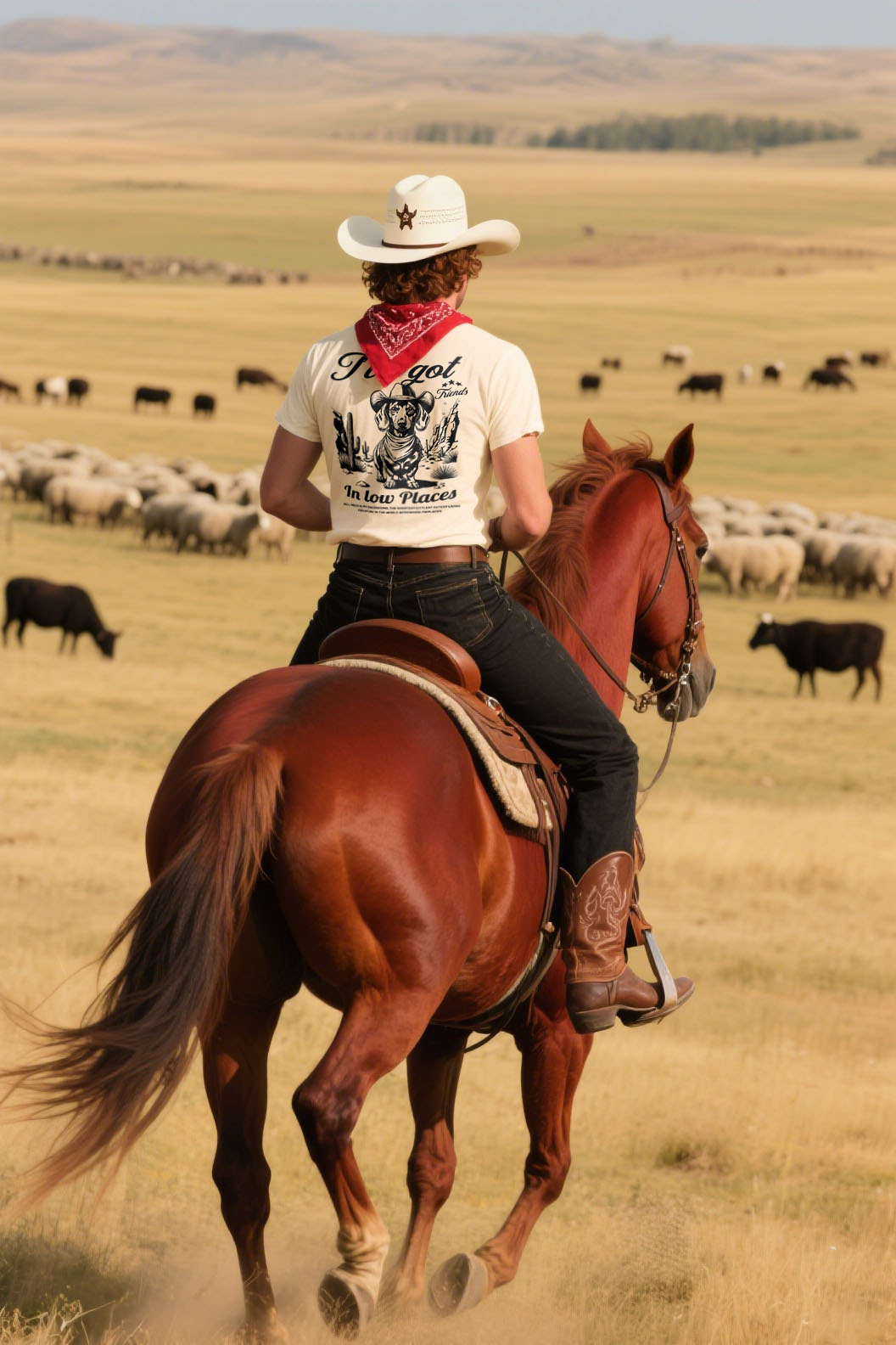 Cowboy Dog Vintage Illustration Tee