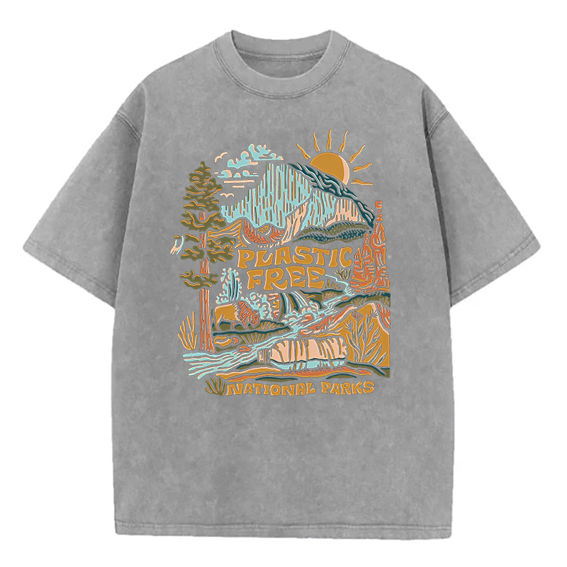 Washed T-Shirt | Plastic Free National Parks Unisex Fit Washed TEE