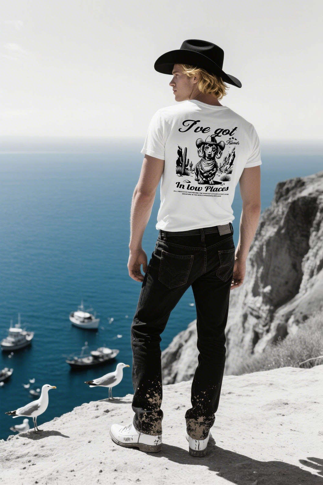 Cowboy Dog Vintage Illustration Tee