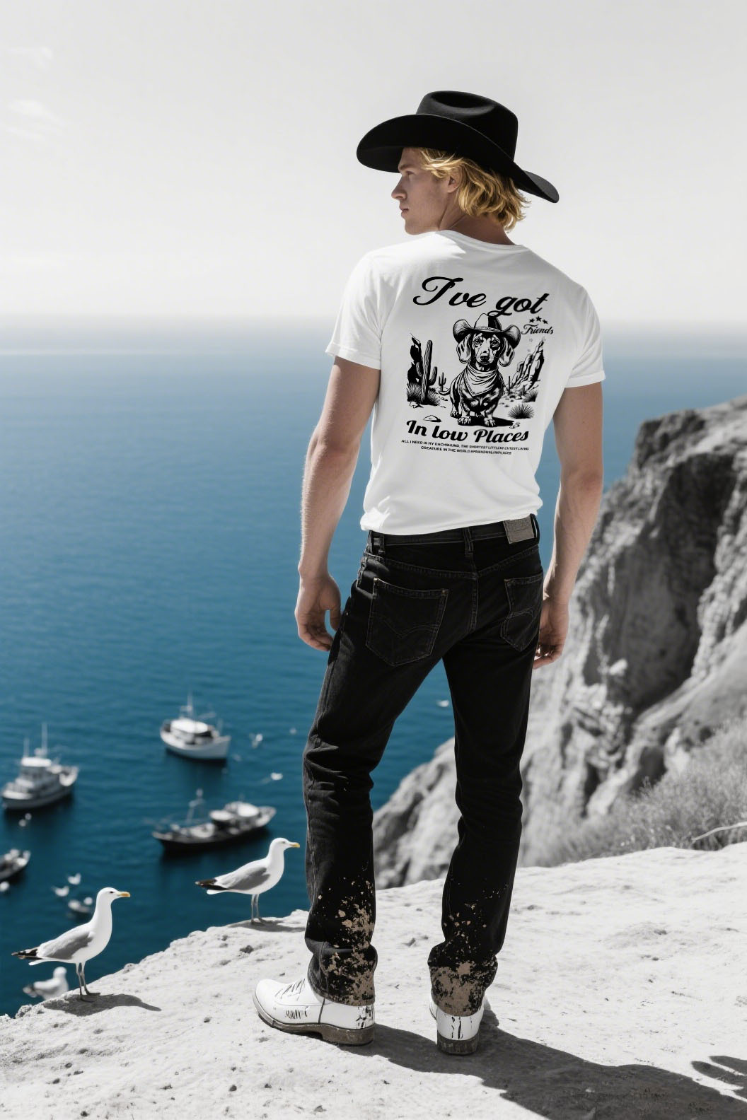 Cowboy Dog Vintage Illustration Tee