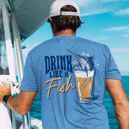Drink Like A Fish Printed Men's T-shirt