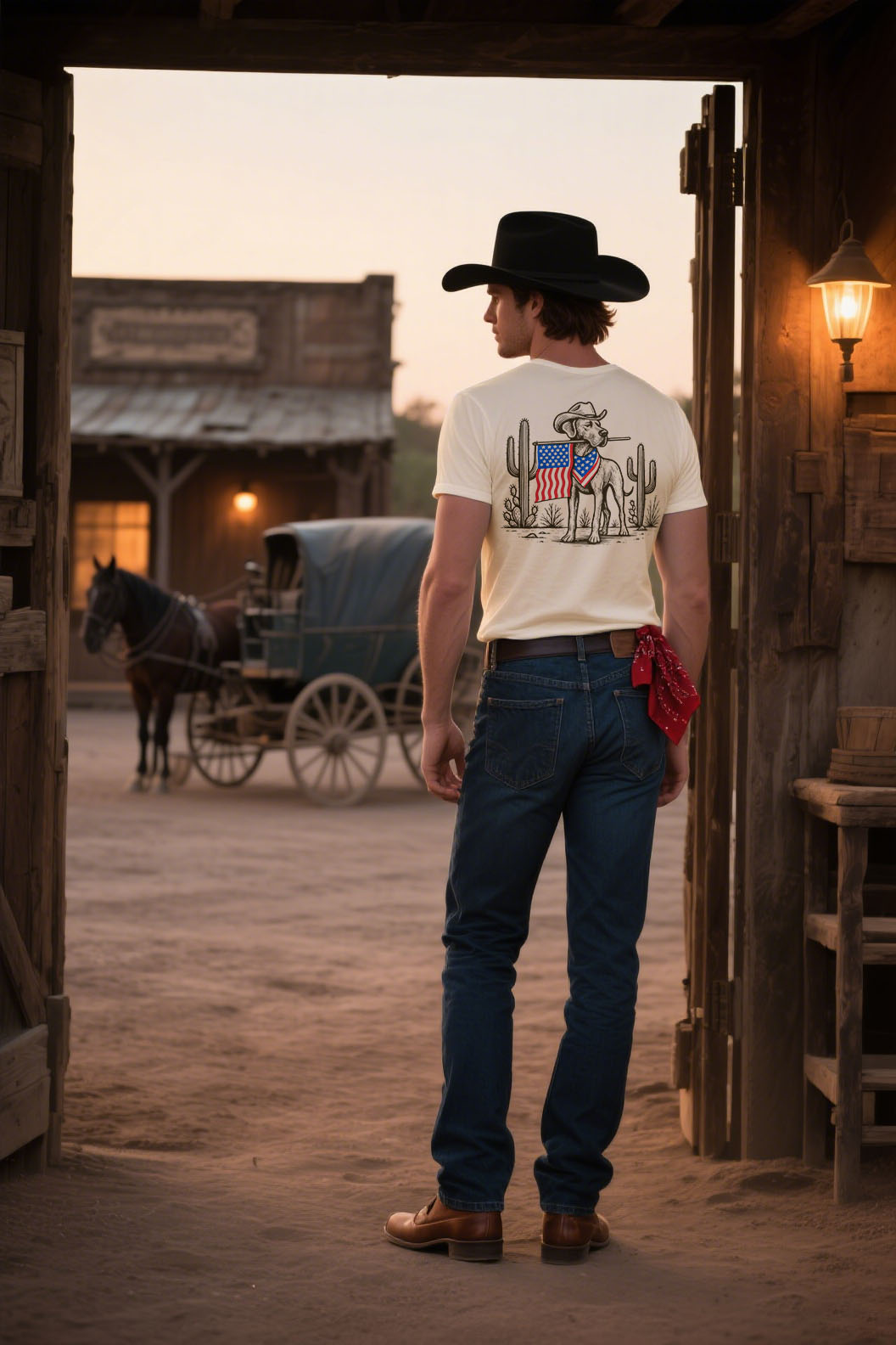 Wild West Howling Dog T-Shirt 