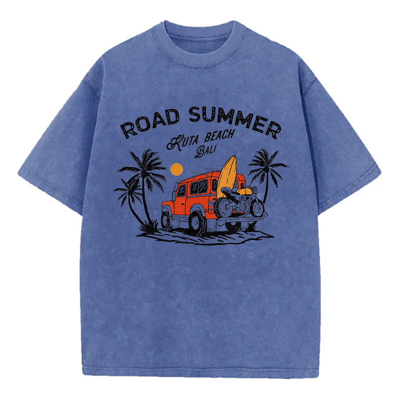 Road Summer Ruta Beach Bali Unisex Washed T-Shirt