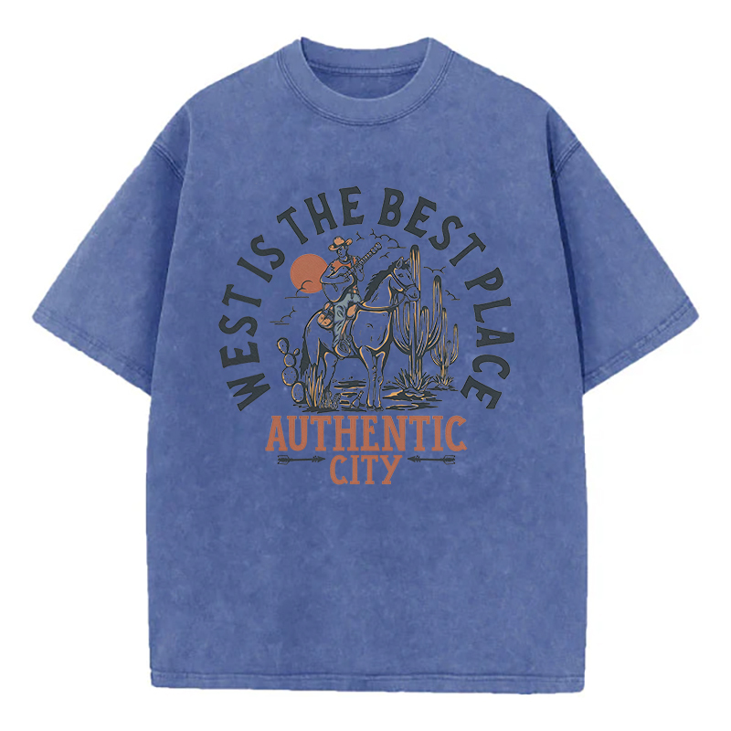 West Is The Best Place Authentic City Unisex Washed T-Shirt