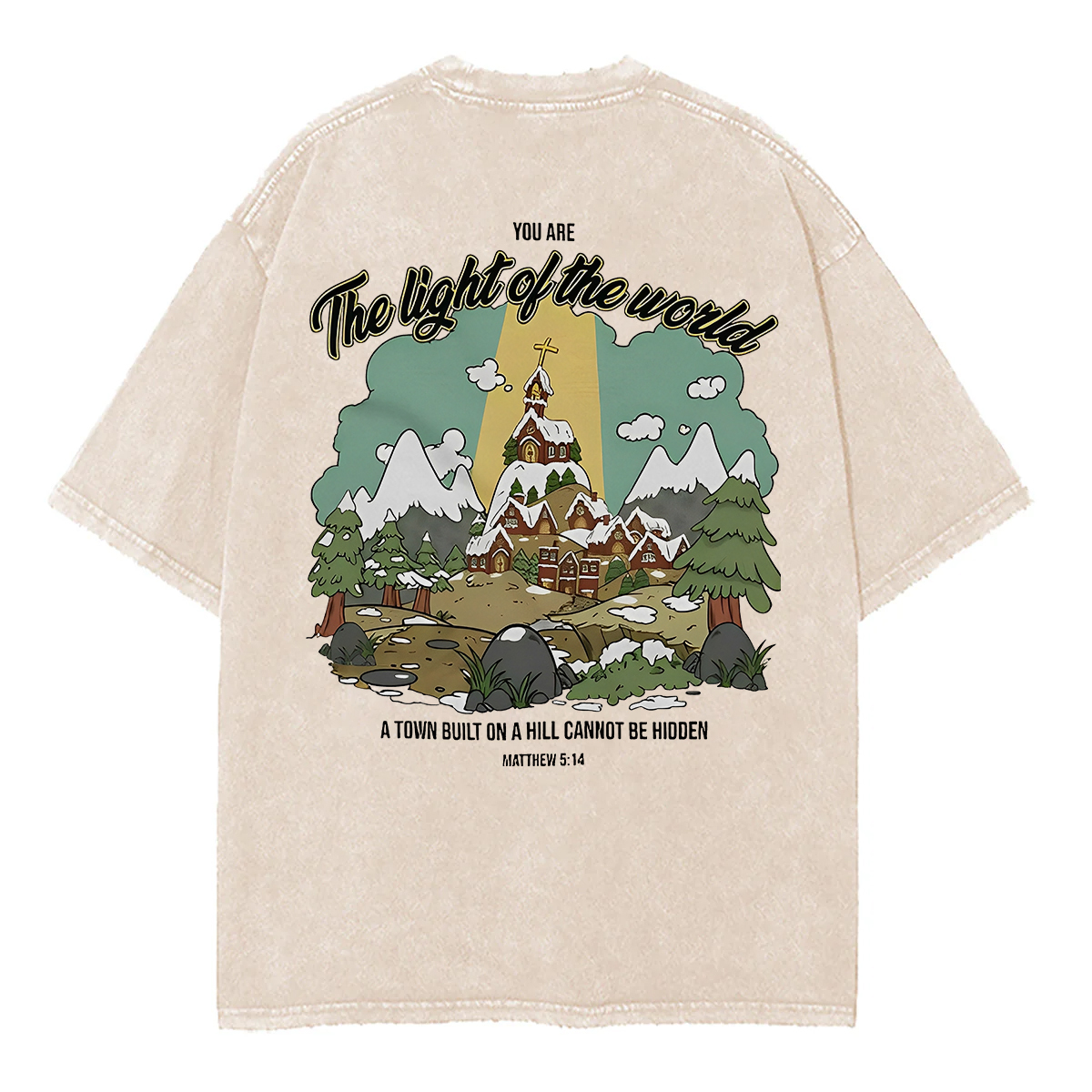 Washed T-Shirt | You Are The Light Of The World Unisex Fit Washed TEE (Back Side)