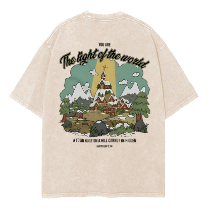 Washed T-Shirt | You Are The Light Of The World Unisex Fit Washed TEE (Back Side)