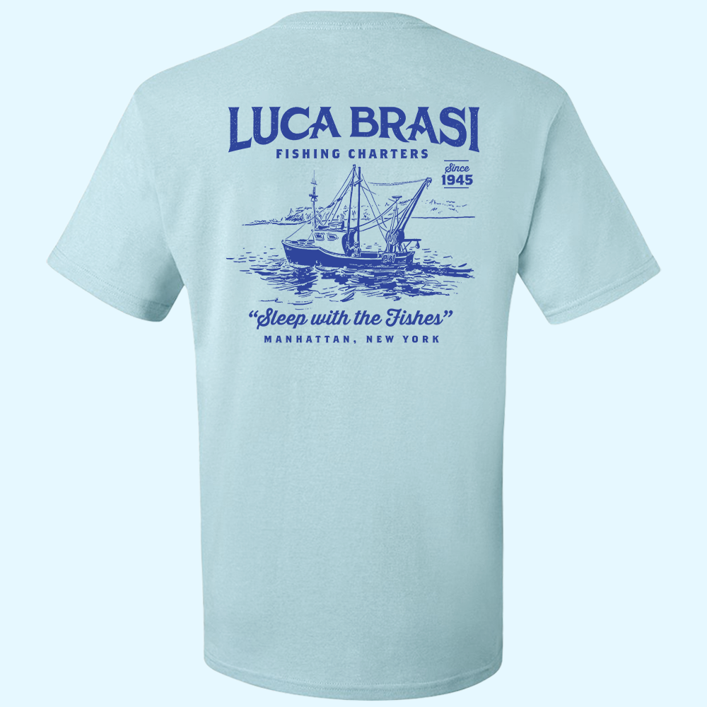 Luca Brasi Fishing Charters Sleep With The Fisher Printed Men's T-shir